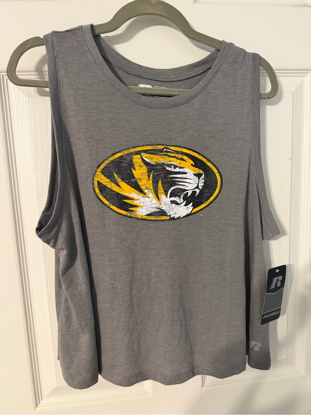 Russell Womens Missouri Mizzou Tigers Crop Tank - Size Large (12-14)